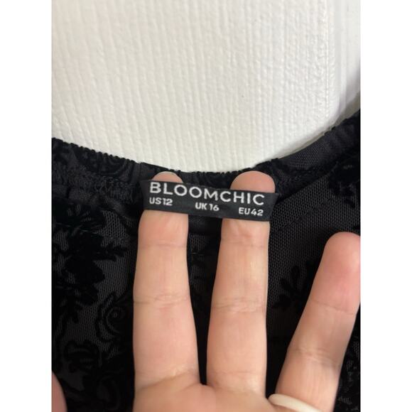 Bloomchic Black Sheer Velvet Burnout Top Size 12 Whimsigtoh Fairy Grunge Romance - Picture 3 of 6